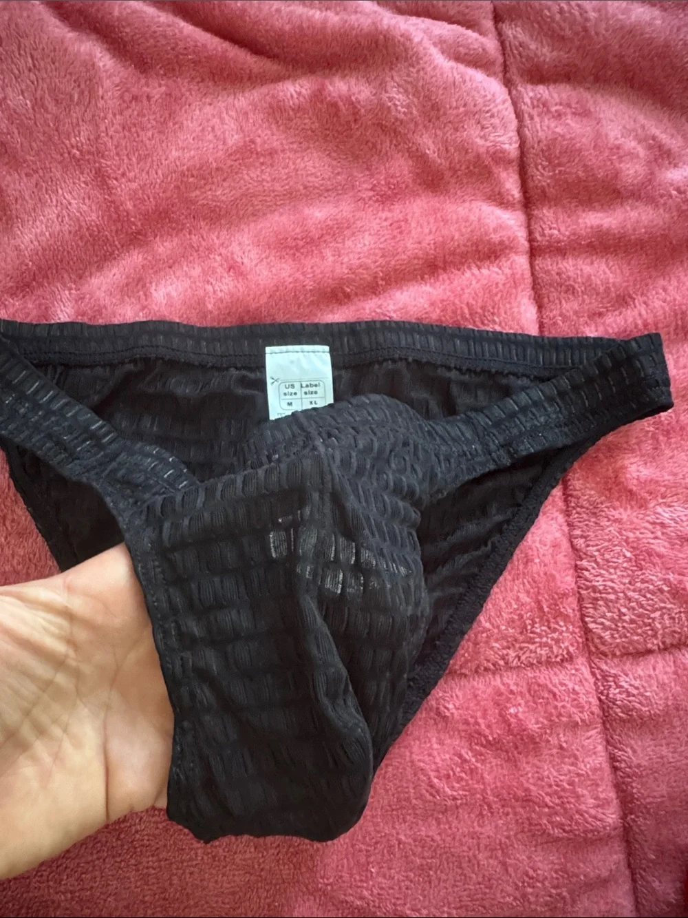 Black Textured Men's Bikini Briefs